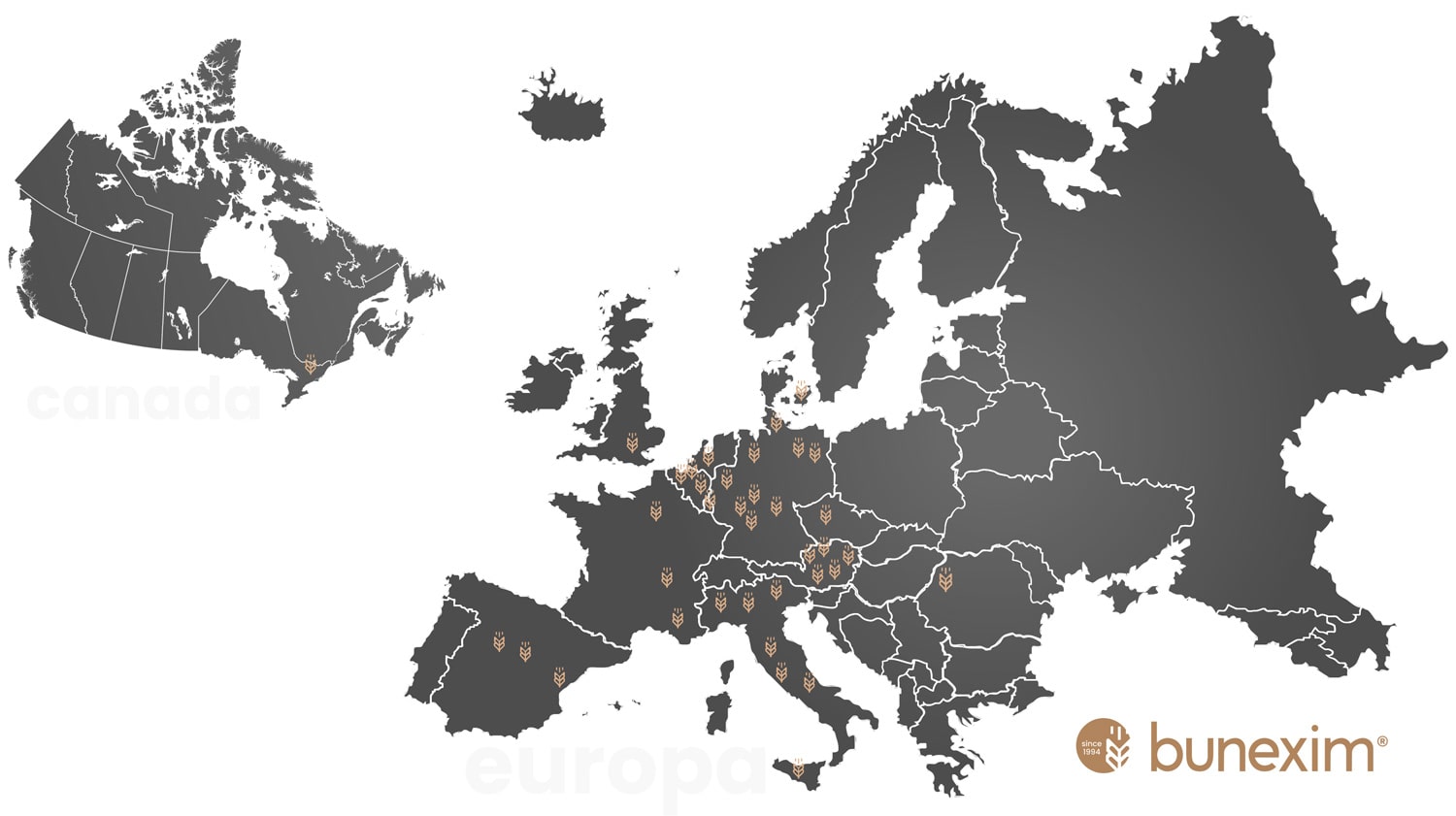 harta exoport produse cofetarie patiserie brutarie europa canada bunexim